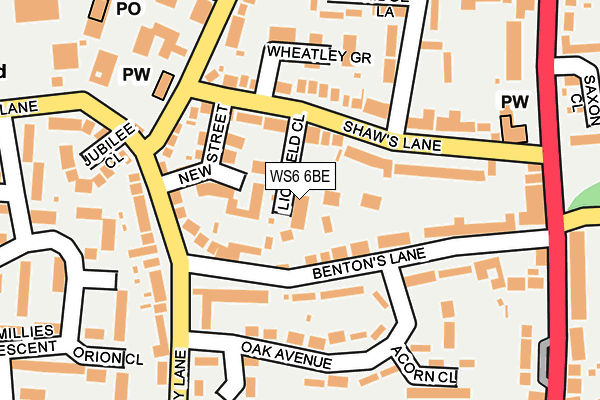 WS6 6BE map - OS OpenMap – Local (Ordnance Survey)