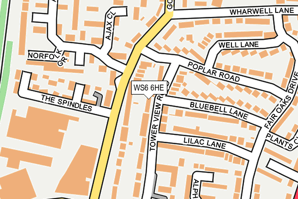 WS6 6HE map - OS OpenMap – Local (Ordnance Survey)