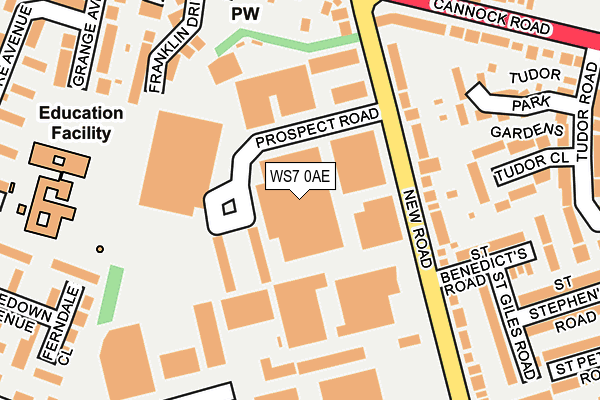 WS7 0AE map - OS OpenMap – Local (Ordnance Survey)