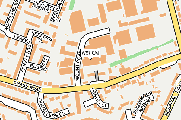 WS7 0AJ map - OS OpenMap – Local (Ordnance Survey)