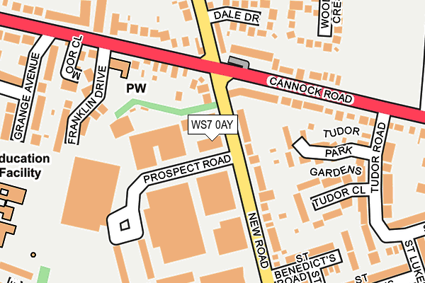 WS7 0AY map - OS OpenMap – Local (Ordnance Survey)