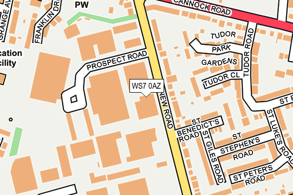 WS7 0AZ map - OS OpenMap – Local (Ordnance Survey)
