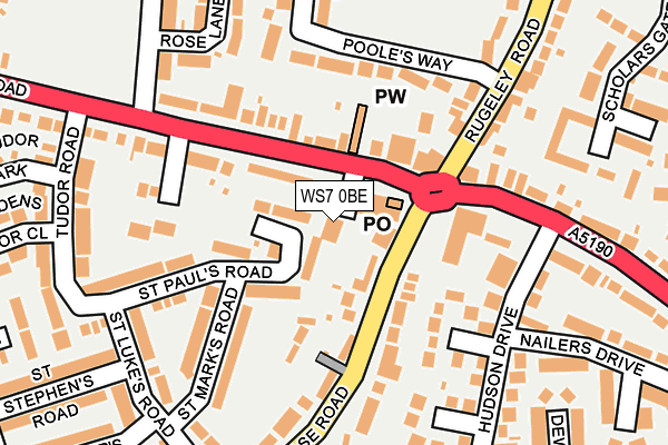 WS7 0BE map - OS OpenMap – Local (Ordnance Survey)