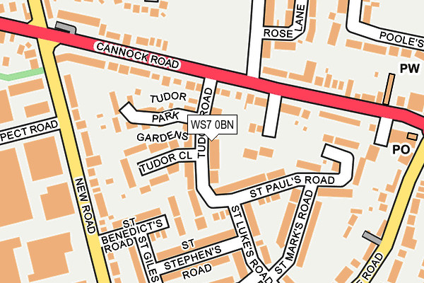 WS7 0BN map - OS OpenMap – Local (Ordnance Survey)
