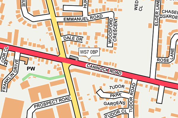 WS7 0BP map - OS OpenMap – Local (Ordnance Survey)