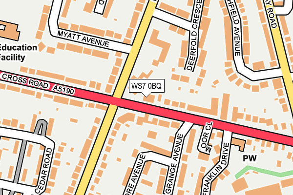 WS7 0BQ map - OS OpenMap – Local (Ordnance Survey)
