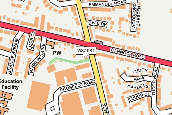 WS7 0BT map - OS OpenMap – Local (Ordnance Survey)