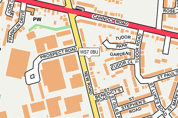 WS7 0BU map - OS OpenMap – Local (Ordnance Survey)