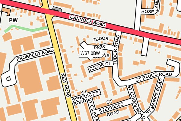 WS7 0BW map - OS OpenMap – Local (Ordnance Survey)