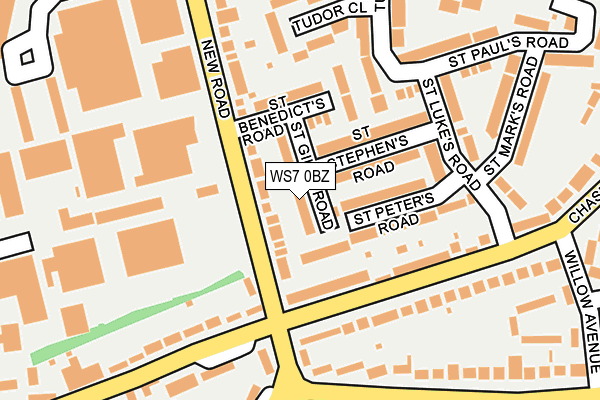 WS7 0BZ map - OS OpenMap – Local (Ordnance Survey)