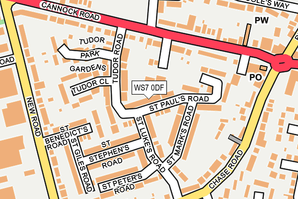 WS7 0DF map - OS OpenMap – Local (Ordnance Survey)