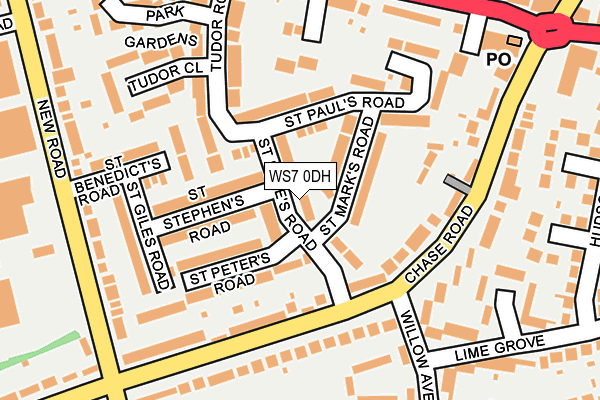 WS7 0DH map - OS OpenMap – Local (Ordnance Survey)