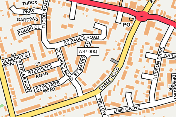 WS7 0DQ map - OS OpenMap – Local (Ordnance Survey)