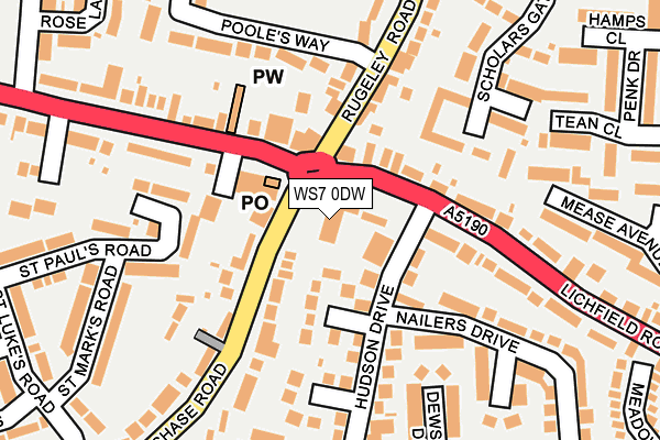 WS7 0DW map - OS OpenMap – Local (Ordnance Survey)