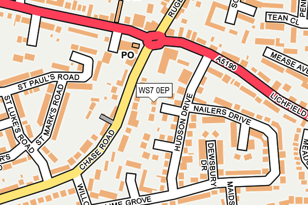 WS7 0EP map - OS OpenMap – Local (Ordnance Survey)