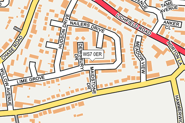 WS7 0ER map - OS OpenMap – Local (Ordnance Survey)