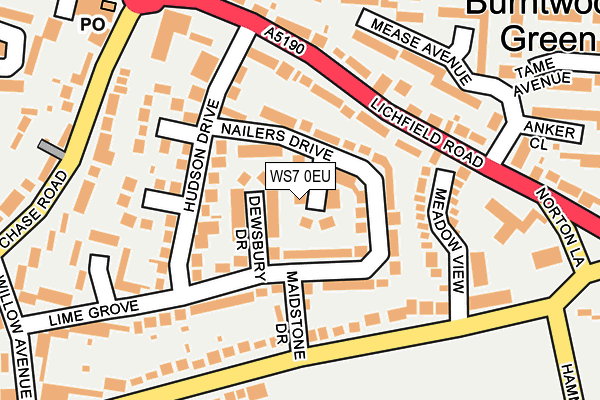 WS7 0EU map - OS OpenMap – Local (Ordnance Survey)