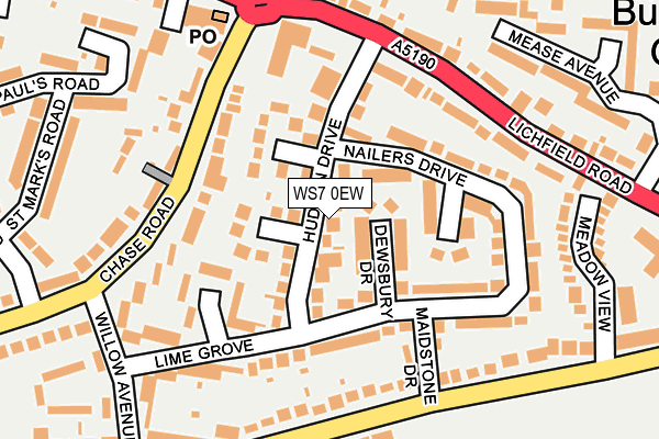 WS7 0EW map - OS OpenMap – Local (Ordnance Survey)