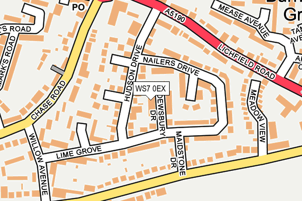 WS7 0EX map - OS OpenMap – Local (Ordnance Survey)