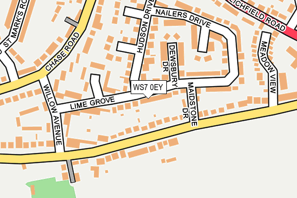 WS7 0EY map - OS OpenMap – Local (Ordnance Survey)