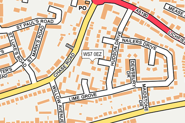 WS7 0EZ map - OS OpenMap – Local (Ordnance Survey)