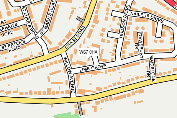 WS7 0HA map - OS OpenMap – Local (Ordnance Survey)