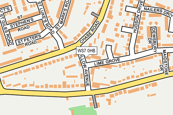 WS7 0HB map - OS OpenMap – Local (Ordnance Survey)