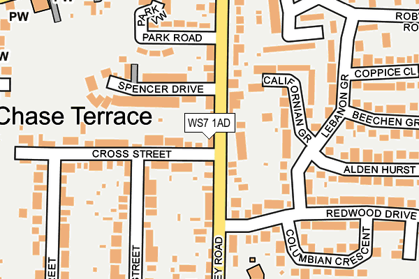 WS7 1AD map - OS OpenMap – Local (Ordnance Survey)