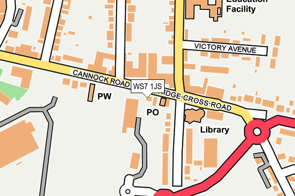 WS7 1JS map - OS OpenMap – Local (Ordnance Survey)