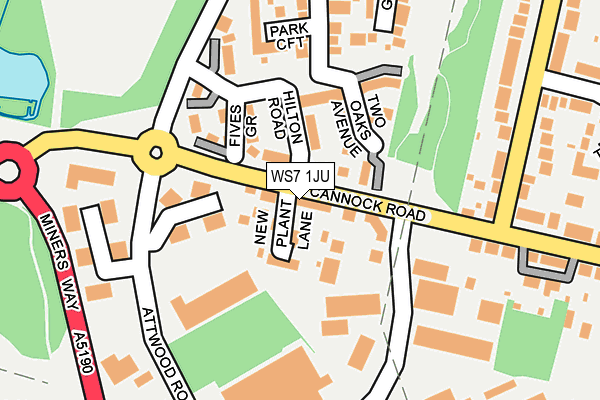 WS7 1JU map - OS OpenMap – Local (Ordnance Survey)