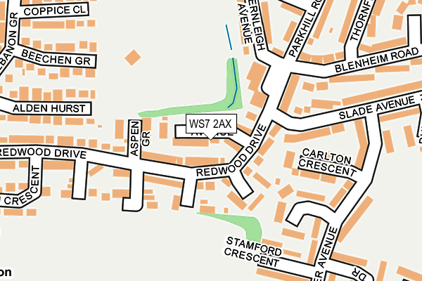 WS7 2AX map - OS OpenMap – Local (Ordnance Survey)