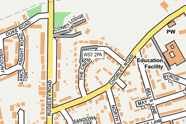 WS7 2PA map - OS OpenMap – Local (Ordnance Survey)