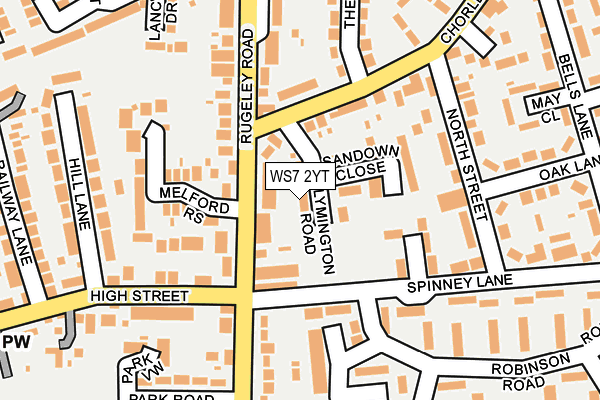 WS7 2YT map - OS OpenMap – Local (Ordnance Survey)