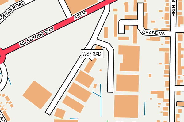 WS7 3XD map - OS OpenMap – Local (Ordnance Survey)