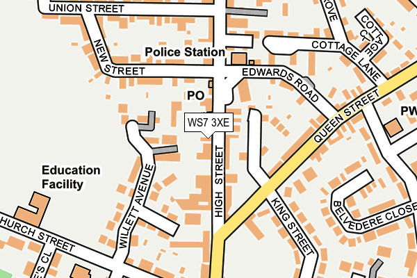 WS7 3XE map - OS OpenMap – Local (Ordnance Survey)