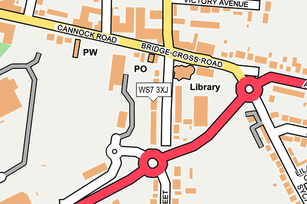 WS7 3XJ map - OS OpenMap – Local (Ordnance Survey)