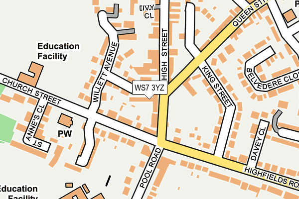 WS7 3YZ map - OS OpenMap – Local (Ordnance Survey)