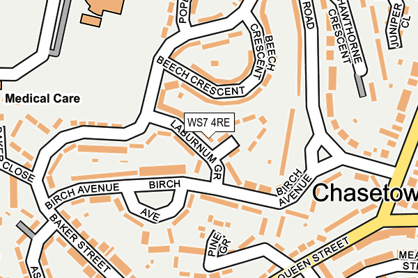 WS7 4RE map - OS OpenMap – Local (Ordnance Survey)