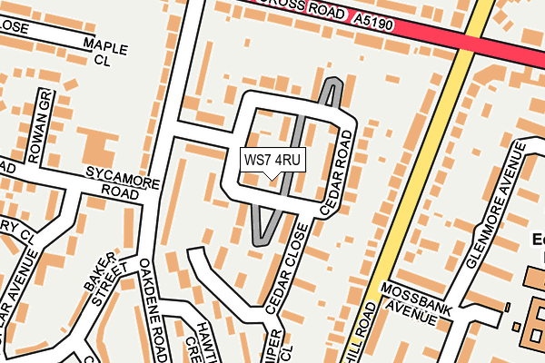 WS7 4RU map - OS OpenMap – Local (Ordnance Survey)