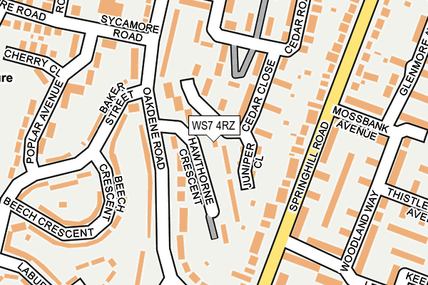 WS7 4RZ map - OS OpenMap – Local (Ordnance Survey)