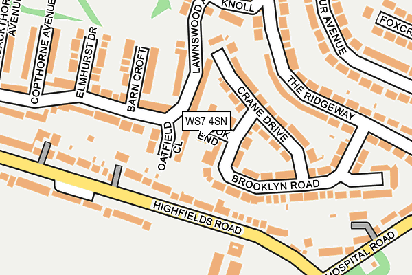 WS7 4SN map - OS OpenMap – Local (Ordnance Survey)