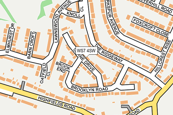 WS7 4SW map - OS OpenMap – Local (Ordnance Survey)