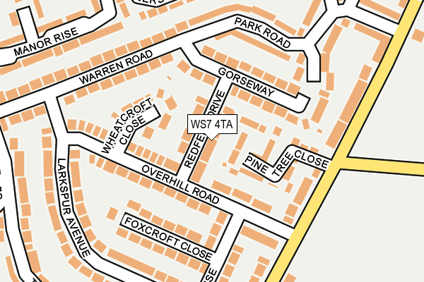 WS7 4TA map - OS OpenMap – Local (Ordnance Survey)