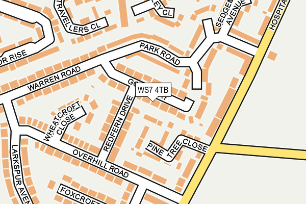 WS7 4TB map - OS OpenMap – Local (Ordnance Survey)