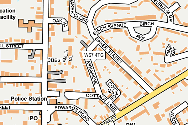 WS7 4TG map - OS OpenMap – Local (Ordnance Survey)
