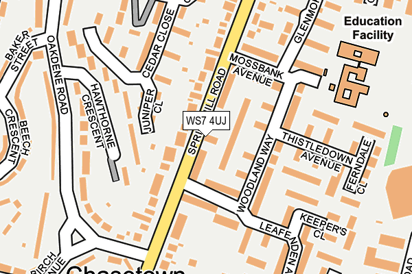 WS7 4UJ map - OS OpenMap – Local (Ordnance Survey)