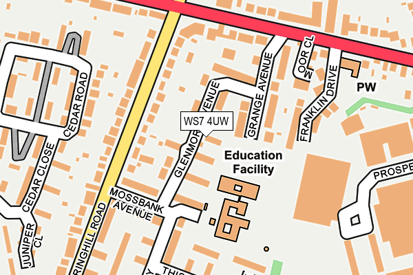 WS7 4UW map - OS OpenMap – Local (Ordnance Survey)