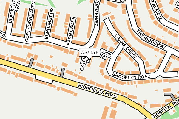 WS7 4YF map - OS OpenMap – Local (Ordnance Survey)