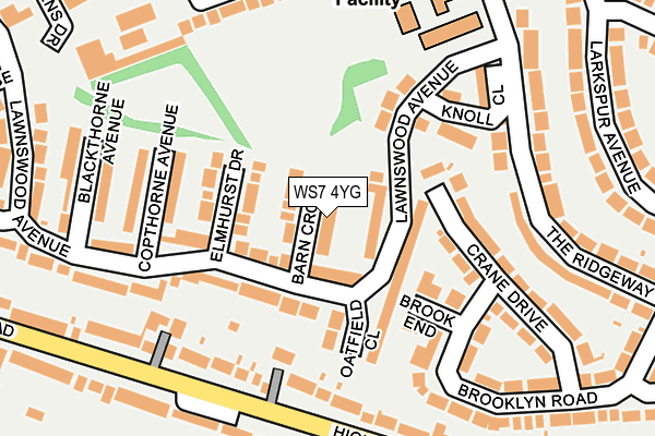 WS7 4YG map - OS OpenMap – Local (Ordnance Survey)