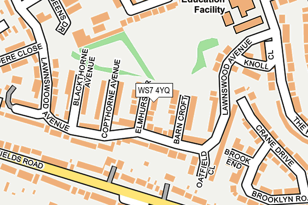 WS7 4YQ map - OS OpenMap – Local (Ordnance Survey)